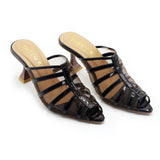 Dark Brown Net Pointed Toe Heel