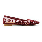 Burgundy Floral Mesh Flats
