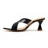 Cross Over Pointed Black Sandal