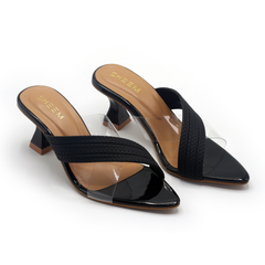 Cross Over Pointed Black Sandal