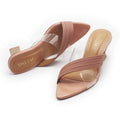 Cross Over Pointed Pinkish Beige Sandal