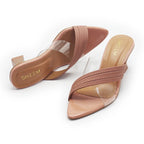 Cross Over Pointed Pinkish Beige Sandal