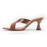 Cross Over Pointed Pinkish Beige Sandal