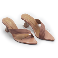 Cross Over Pointed Pinkish Beige Sandal