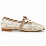 Embroidery Lace Mesh Mary Jane Beige