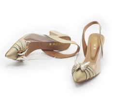 Fancy Butterfly Heels Golden Beige