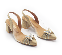 Fancy Butterfly Heels Golden Beige