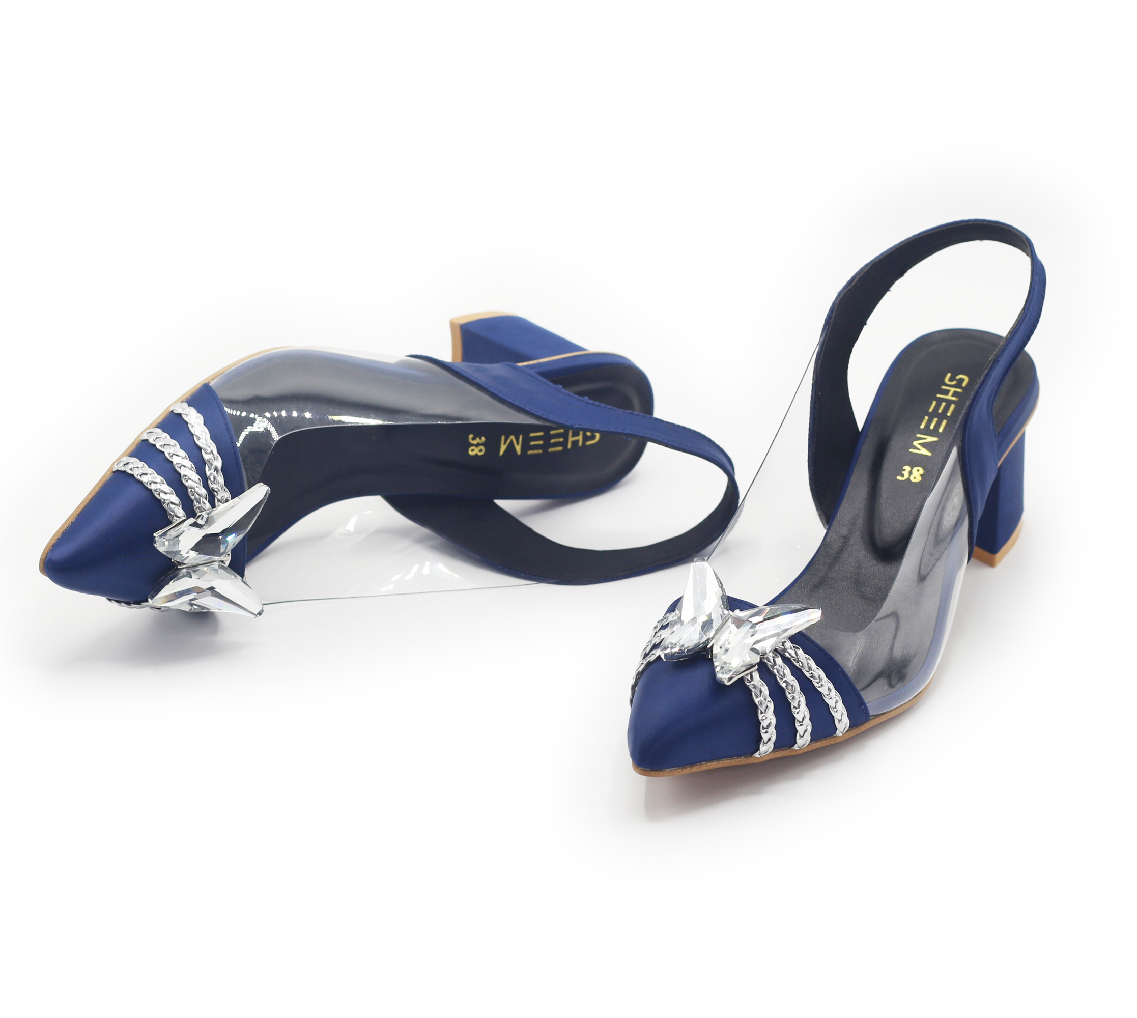 Fancy Butterfly Heels Navy Blue