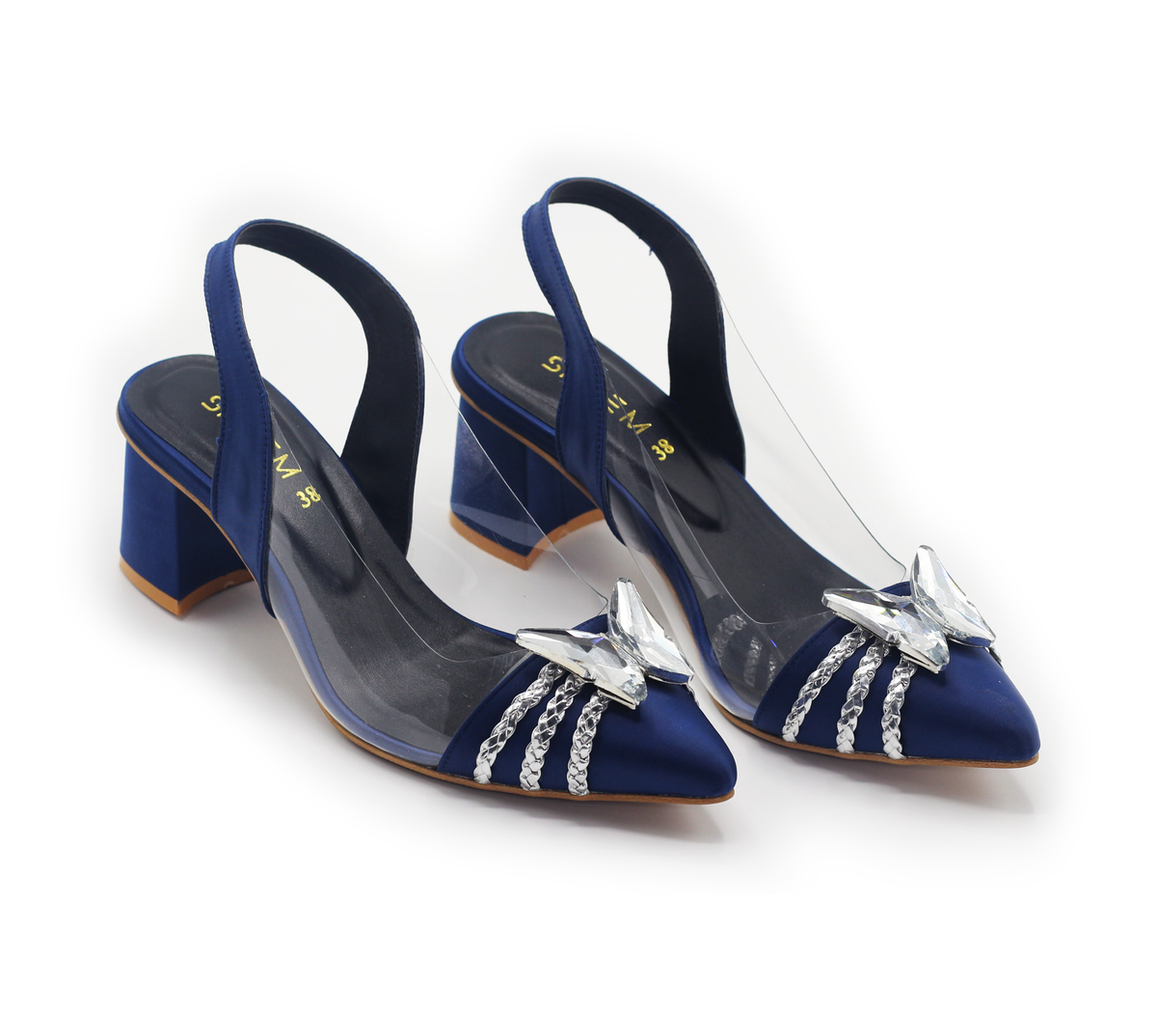 Fancy Butterfly Heels Navy Blue