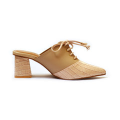 Beige Bantu Block Heel