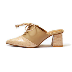 Beige Bantu Block Heel