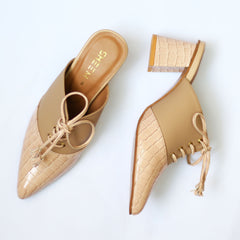 Beige Bantu Block Heel