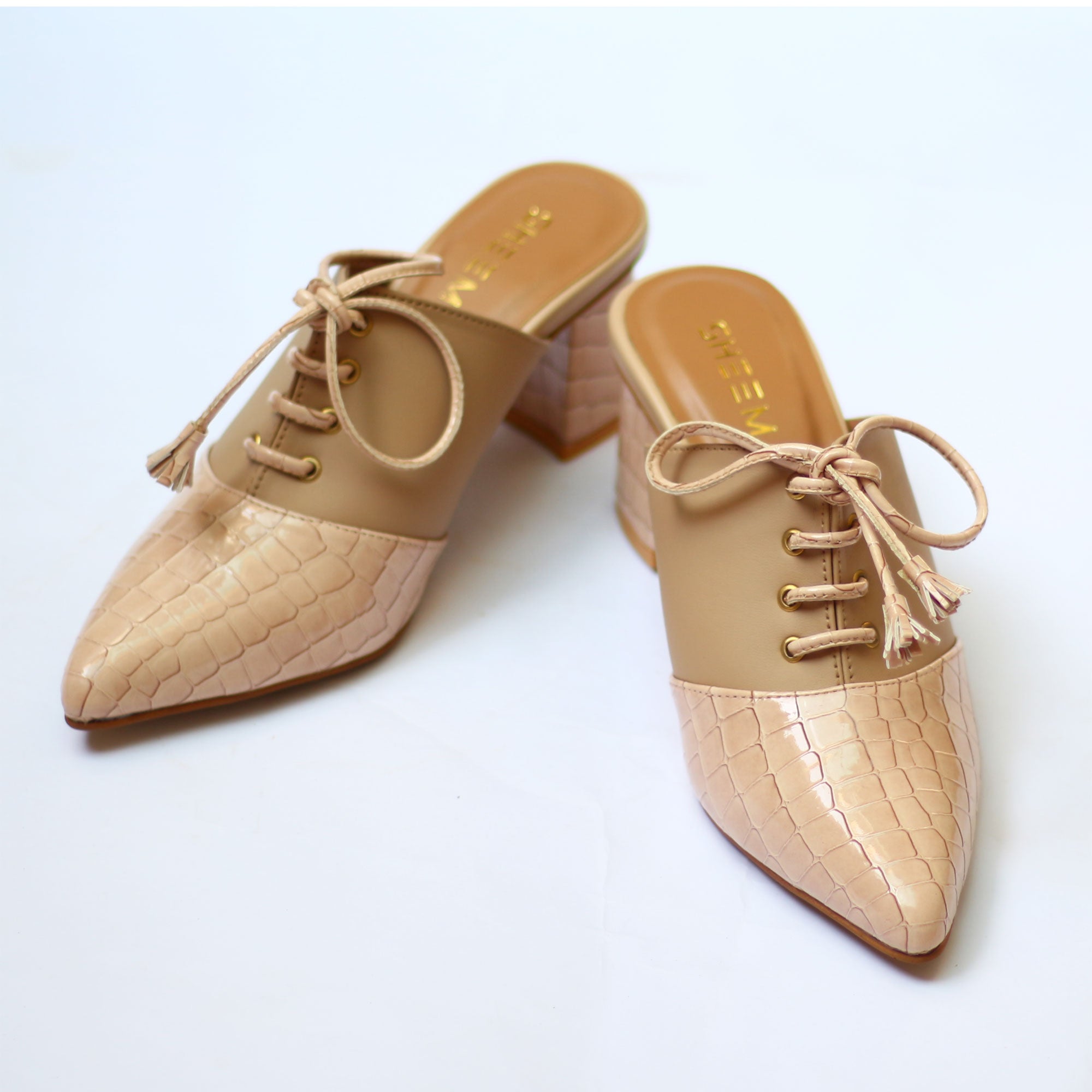 Beige Bantu Block Heel