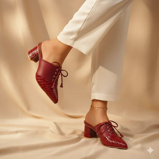 Bantu Block Heel In Pinkish Red