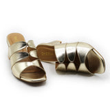 Gleaming Block Heel Golden