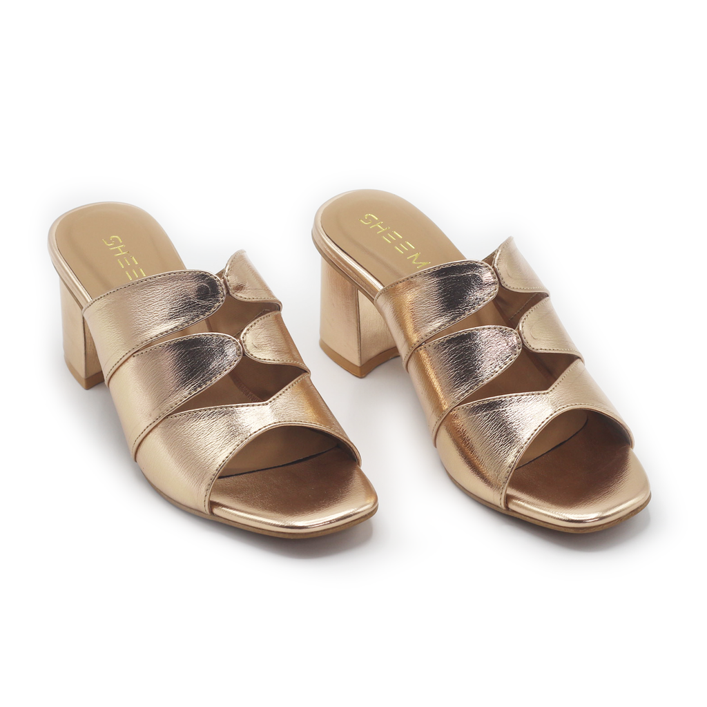 Gleaming Block Heel Rose Gold