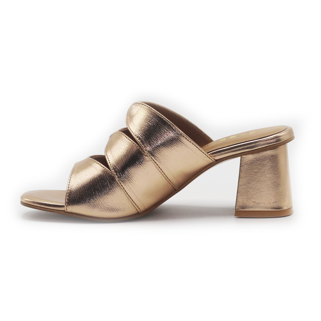 Gleaming Block Heel Rose Gold