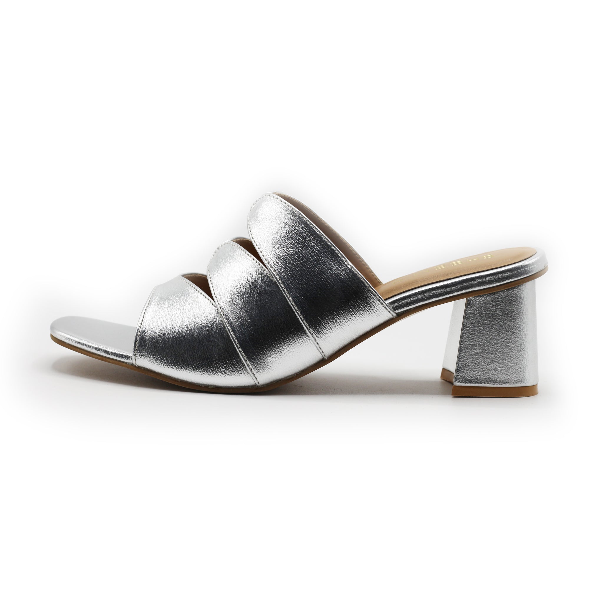 Gleaming Block Heel Silver