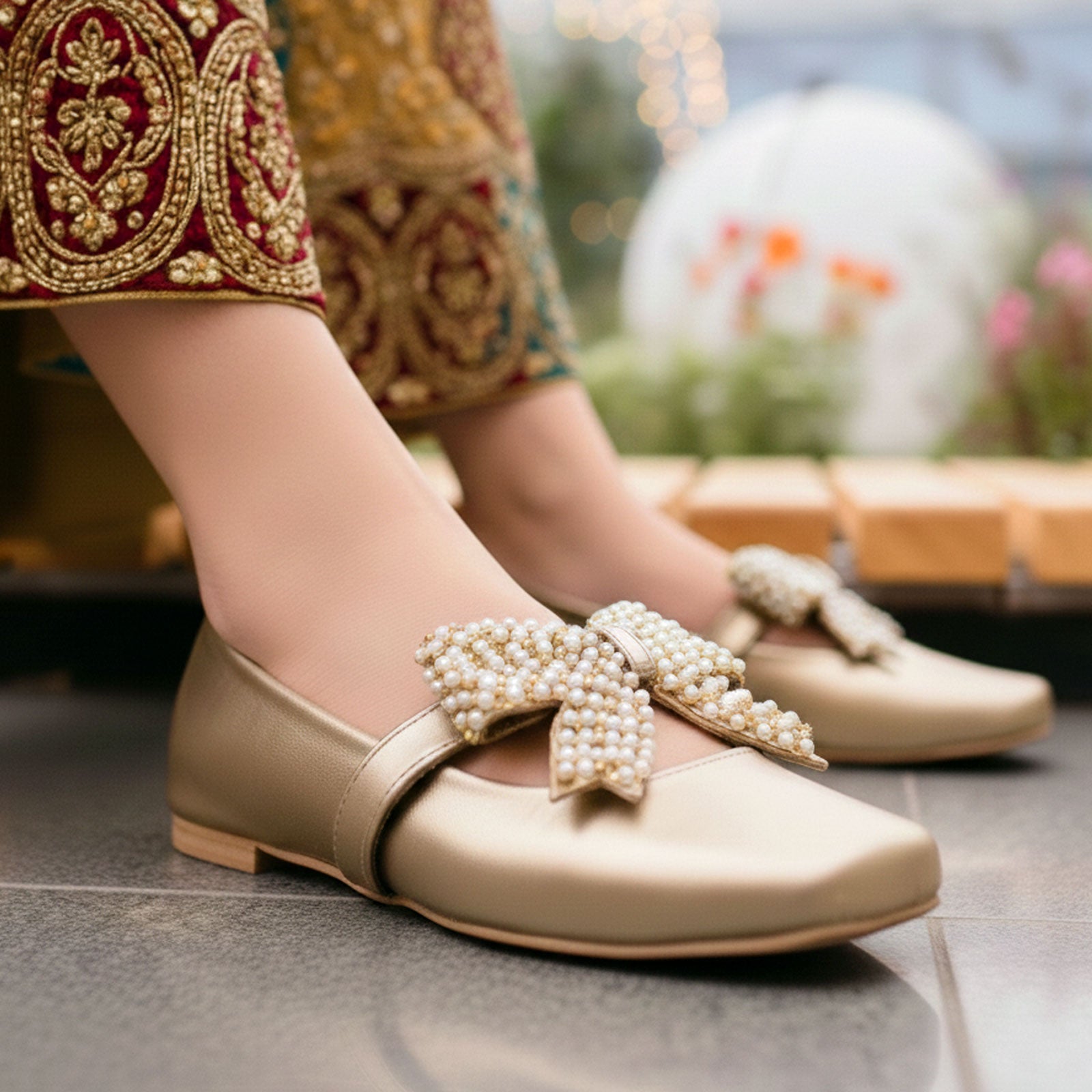 Gold Ballet Pearl Bow