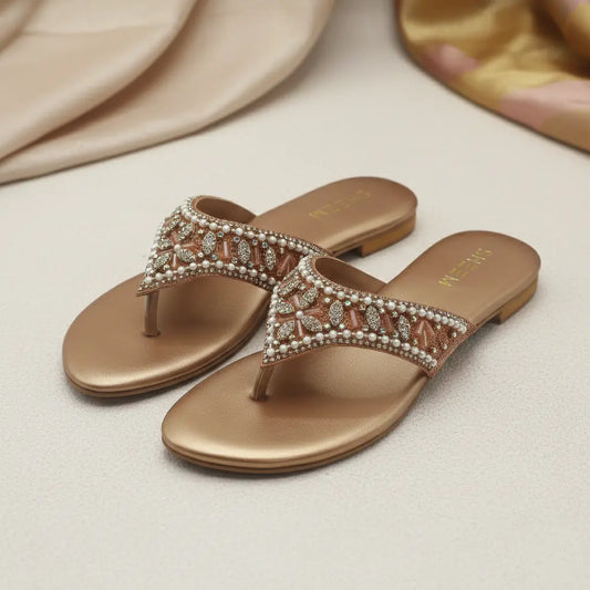 Embroidery Wedding Slipper Copper Gold