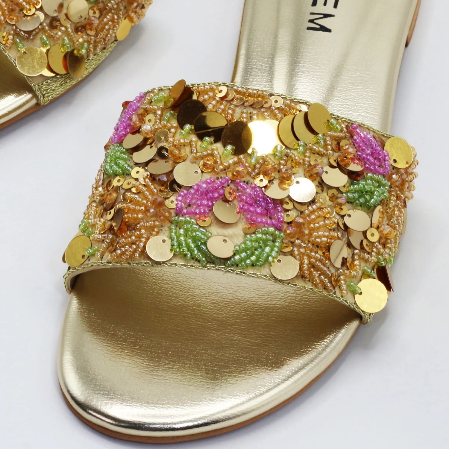 Hand Beaded Golden Slides