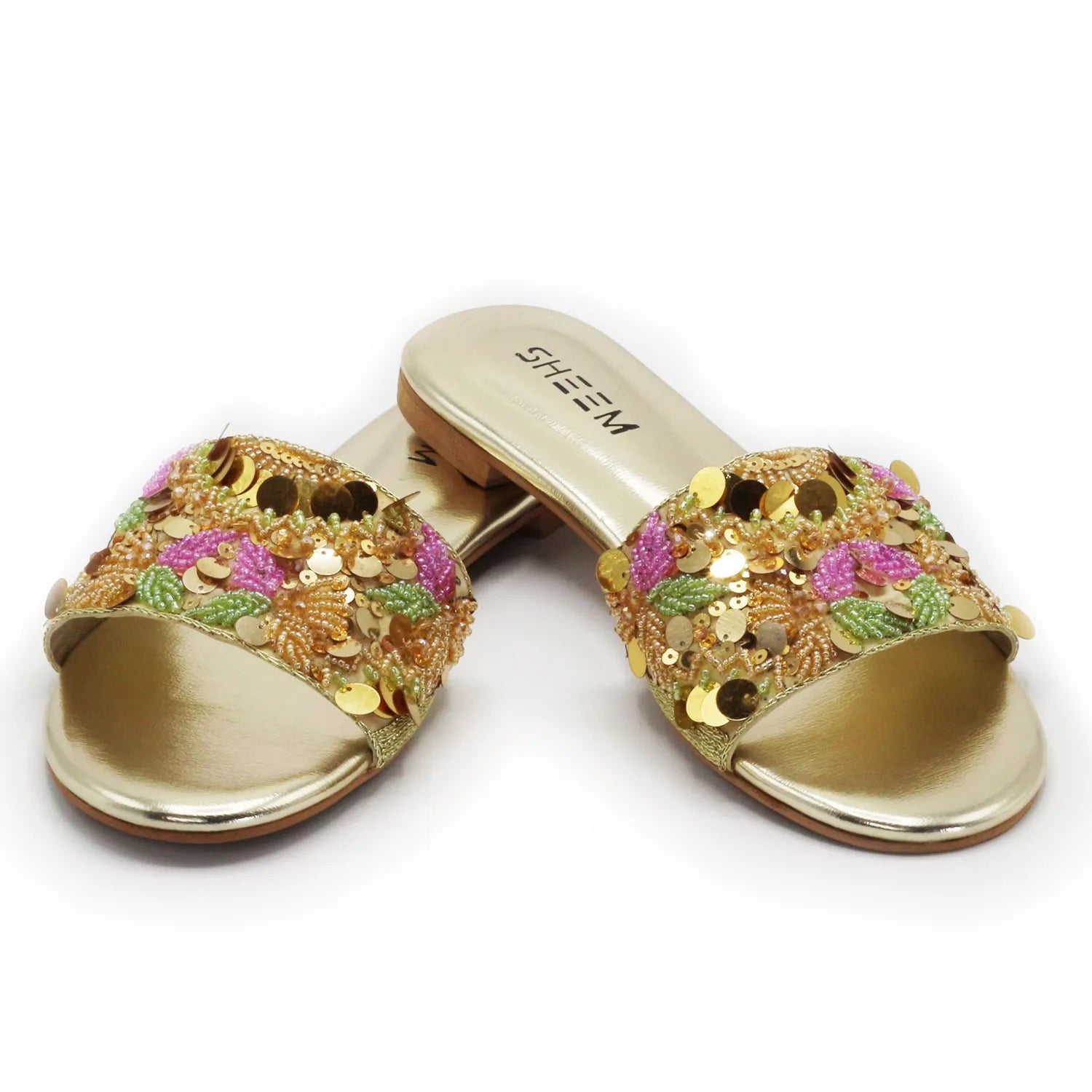 Hand Beaded Golden Slides