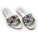 Hand Beaded Silver Slides