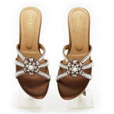 Hand Embroidered Fancy Flats Slippers Copper