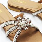 Hand Embroidered Fancy Flats Slippers Copper