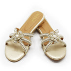 Hand Embroidered Fancy Flats Slippers Golden