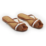 Luna Buckle Mesh Slides Camel