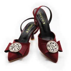 Maroon Decorated Heel Pump