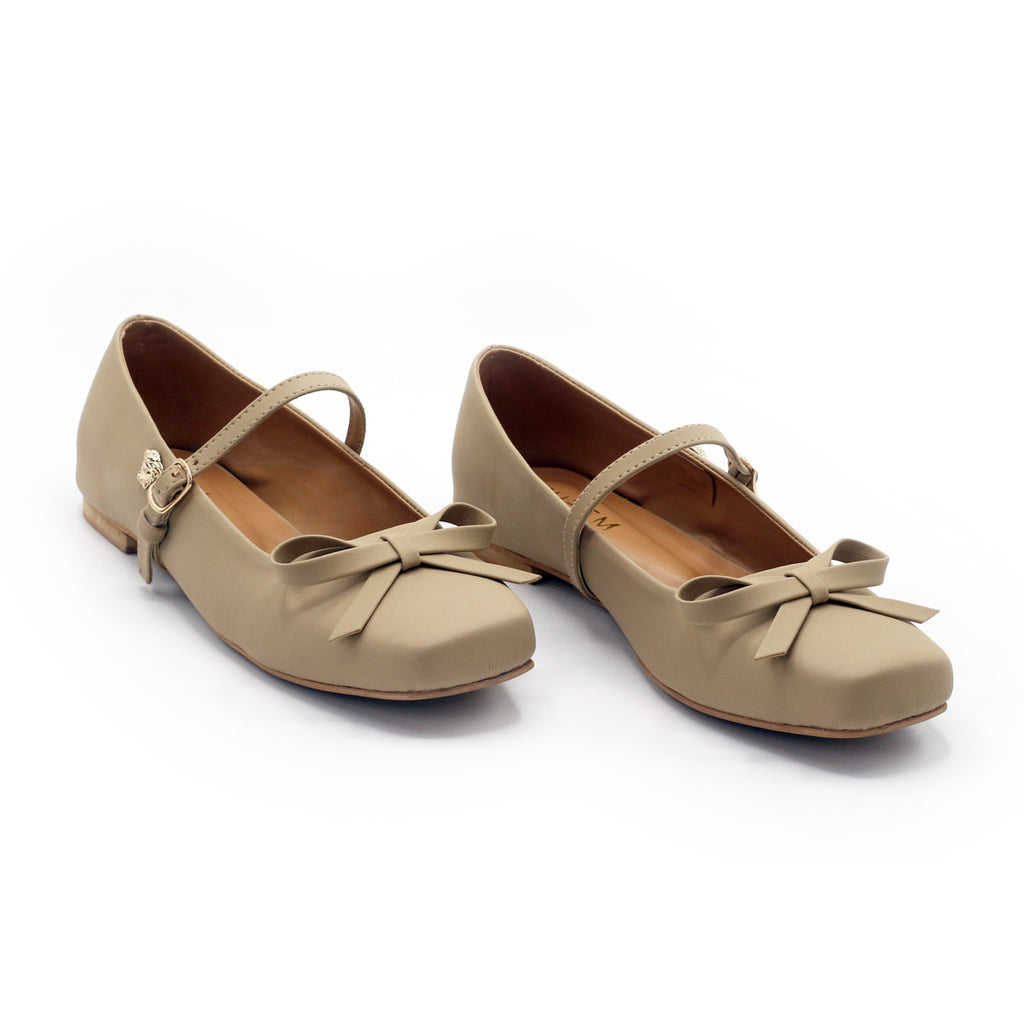 Nude Beige Bow Mary Janes