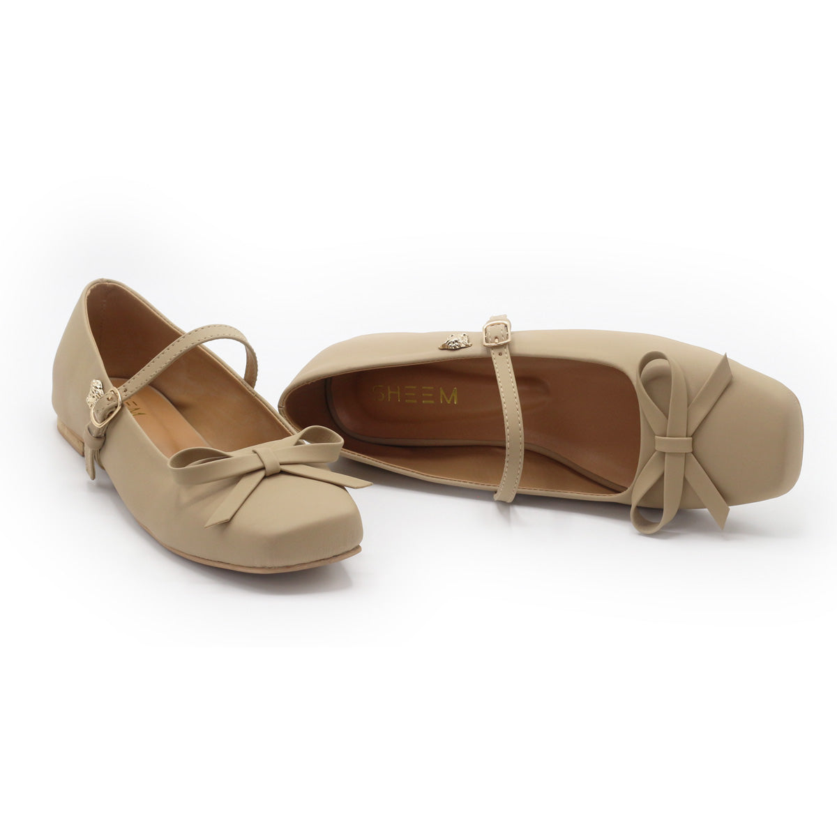 Nude Beige Bow Mary Janes