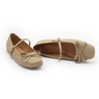 Nude Beige Bow Mary Janes