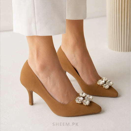 Party Wear Court Shoes Sepia