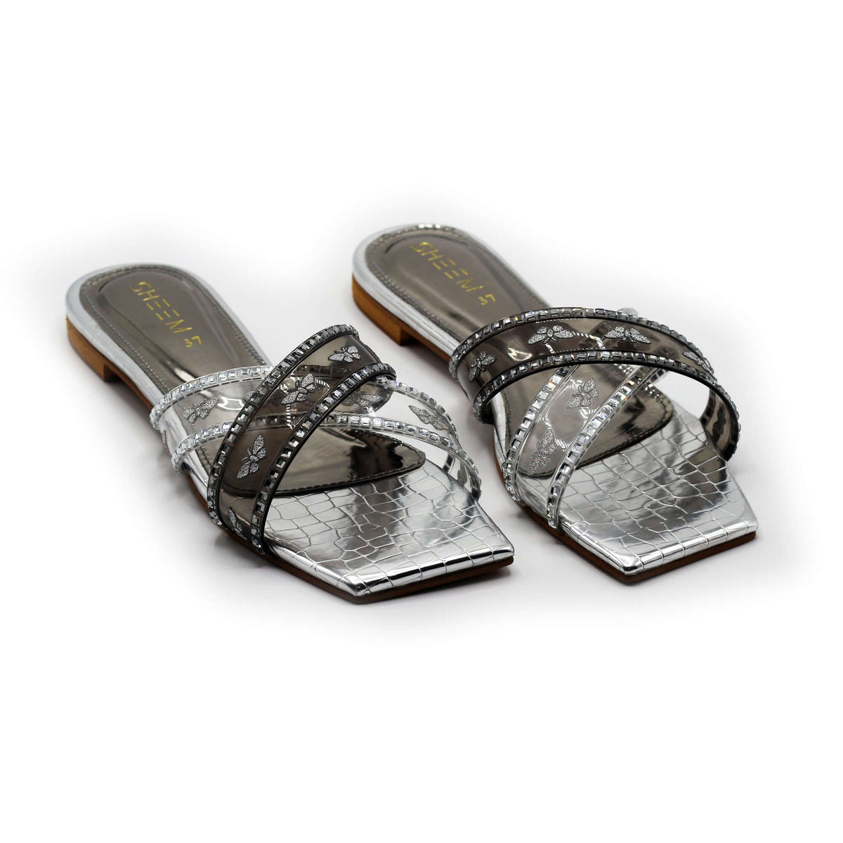 Metallic Silver Slipper