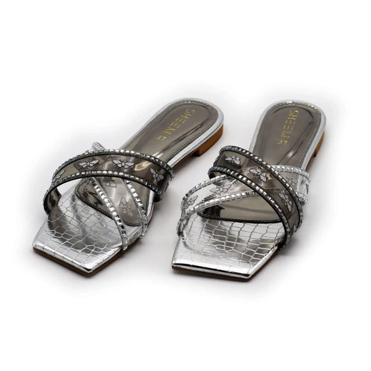 Metallic Silver Slipper