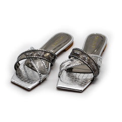 Metallic Silver Slipper