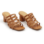 Strap Block Heels Camel