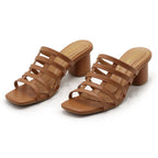 Strap Block Heels Camel