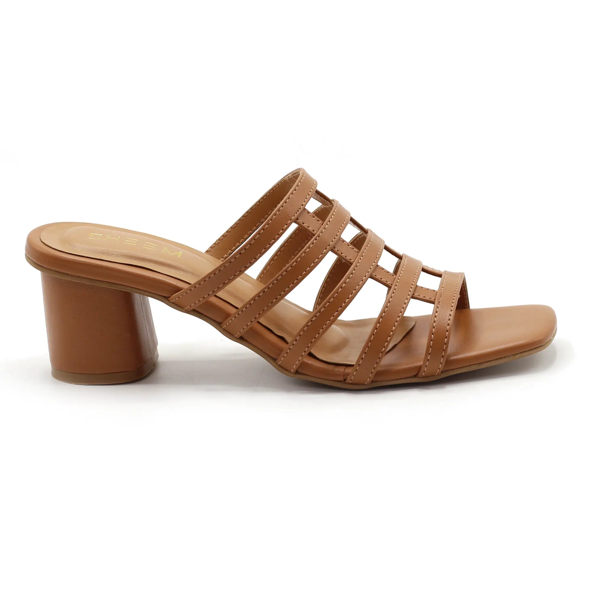 Strap Block Heels Camel