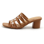 Strap Block Heels Camel