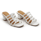 Strap Block Heels White