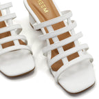 Strap Block Heels White