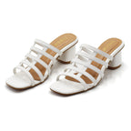 Strap Block Heels White