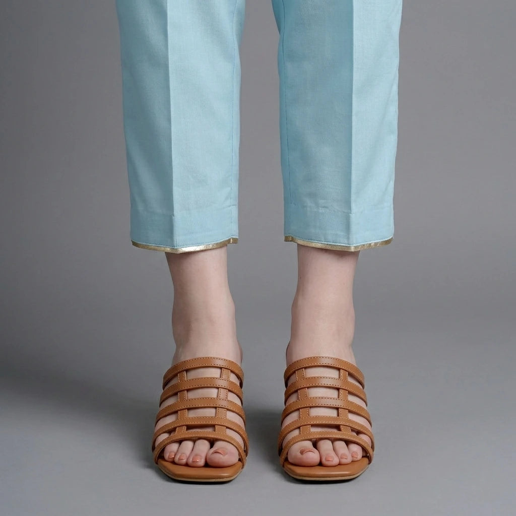 Strap Block Heels Camel