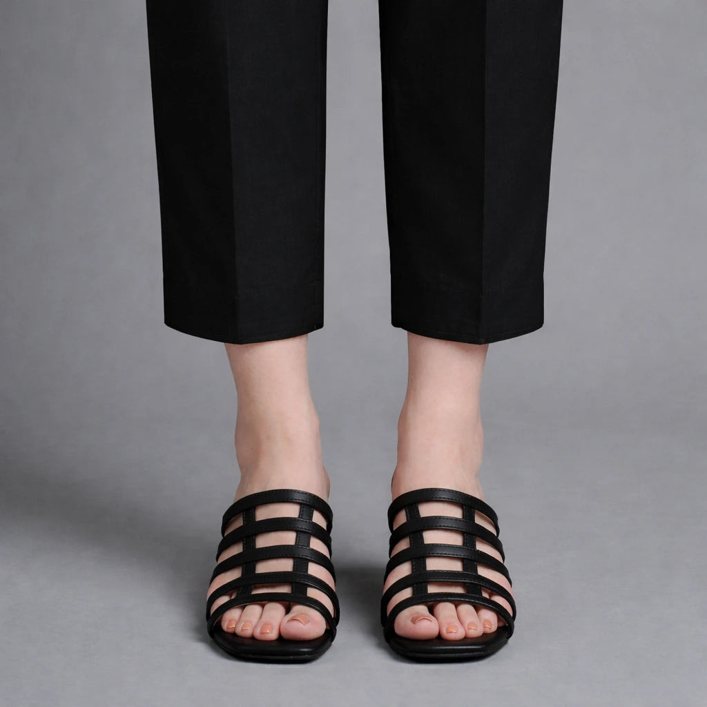 Strap Block Heels Black