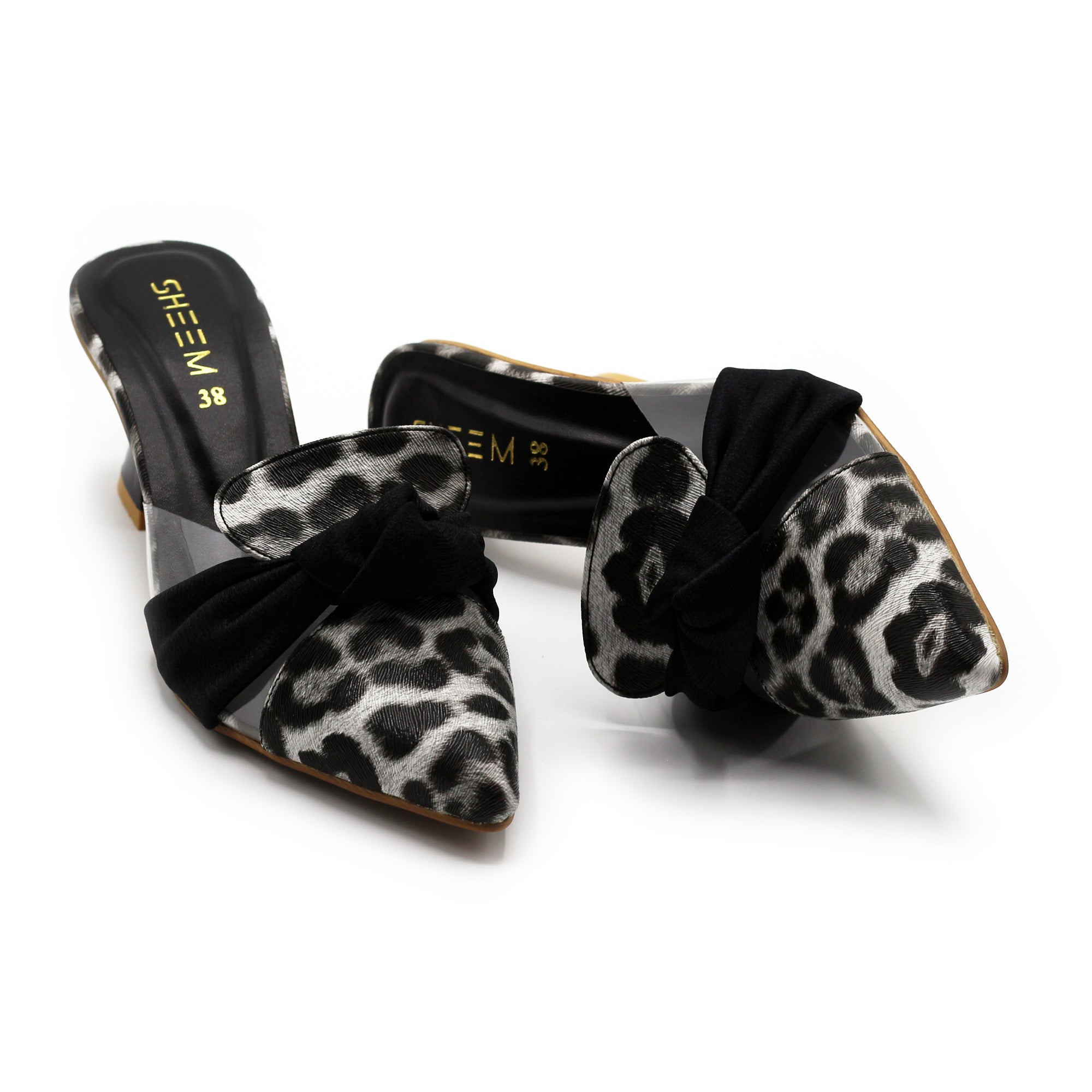 Cheetah Black Mules