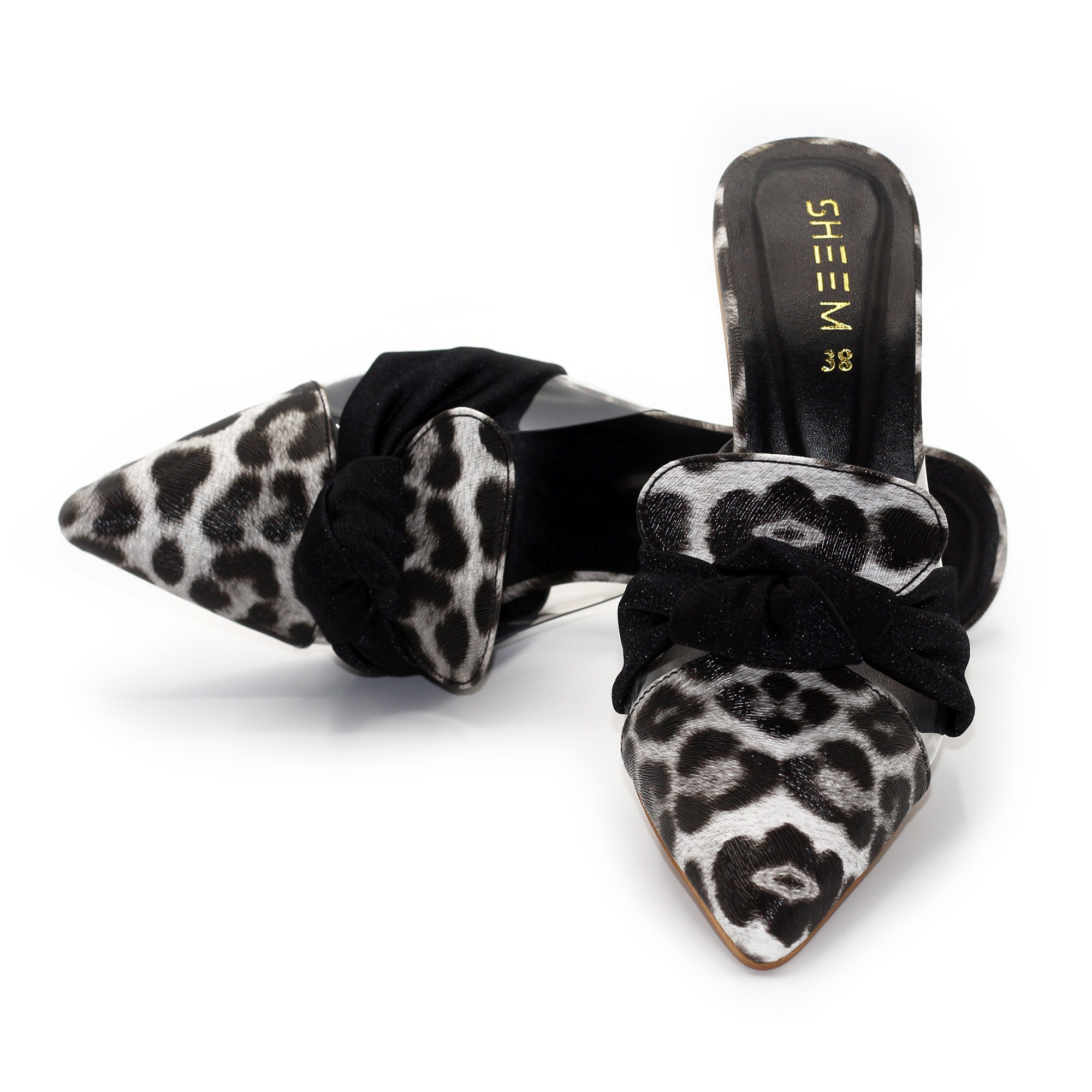 Cheetah Black Mules